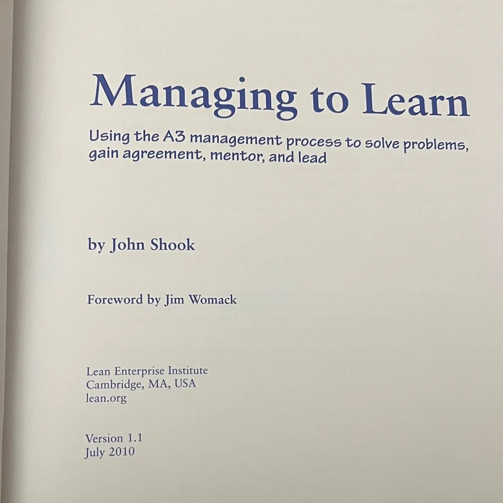 Managing to Learn by John Shook